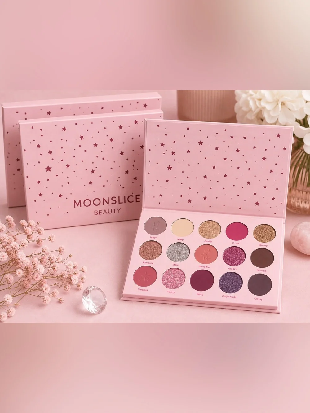 Pink Eyeshadow Palette – 12-Color Rose & Gold Set